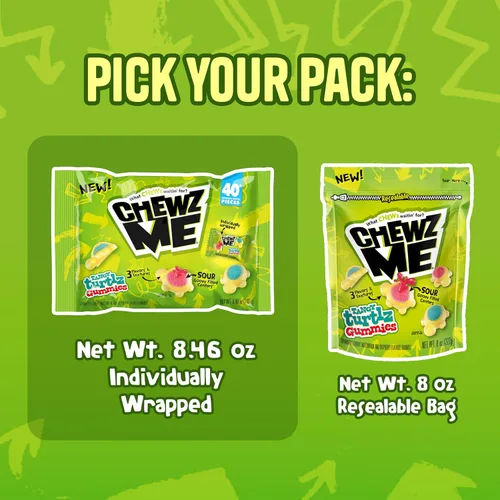 Vista 8 de ChewzMe Tangy Turtlz - Gomitas rellenas de gelatina con forma de tortuga envueltas individualmente en varios sabores, 8.46 onzas (paquete de 1)