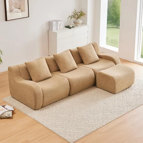 Vista 16 de Sofás de peluche sin hueso para sala de estar, juego de sofá modular negro con asiento profundo, sofá de gran tamaño, sofás para sala, cómodos sofás