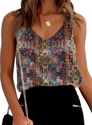Vista 46 de Ekouaer - Camiseta sin mangas de satén de seda para mujer, cuello en V, casual, básica de verano Rosa