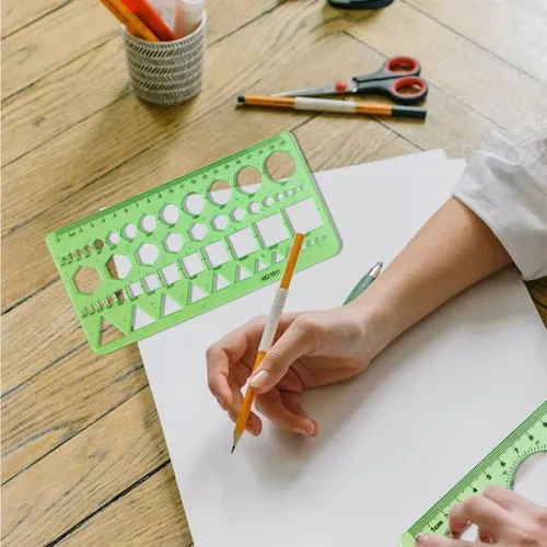 Vista 7 de Plantillas circulares dibujos geométricos plantillas de dibujo, herramientas de medición, diseño de artista, herramienta de ayuda de dibujo, regla
