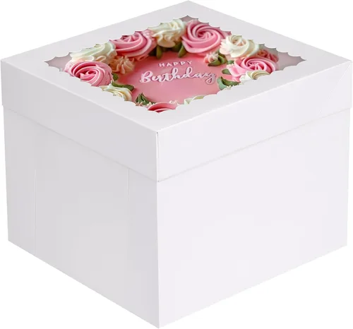 Vista 8 de Moretoes - Cajas altas para tartas de 10 x 10 x 8 pulgadas con ventana, 10 cajas para pastel