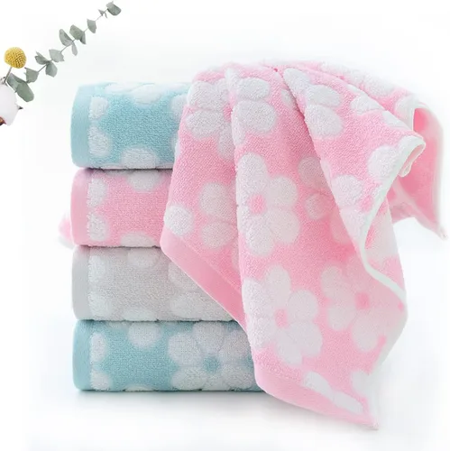 Vista 3 de Pidada Juego de 2 toallas de mano con patrón floral, 100% algodón, suave, absorbente, toalla decorativa para baño (azul)