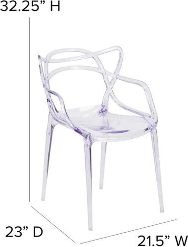Vista 3 de Flash Furniture Josh - Juego de 4 sillas laterales apilables transparentes de la serie Nesting