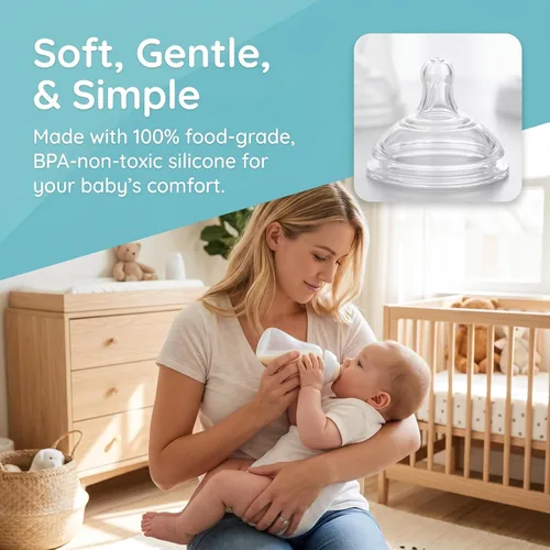 Vista 3 de Tetinas de silicona compatibles con botella Comotomo de 5,8 onzas, flujo