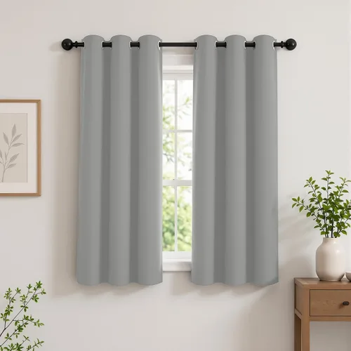 Vista 24 de Cortinas de oscurecimiento de habitación de 45 pulgadas de largo para dormitorio y sala de estar, cortinas térmicas aislantes con ojales