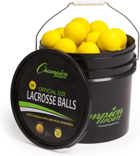Vista 10 de Champion Sports Lacrosse Balls Bucket - 36 Count NCAA & NFHS Certified Regulation Training & Game Balls - Yellow