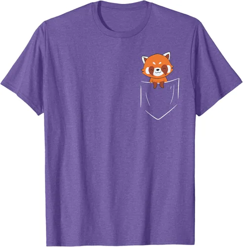 Vista 10 de Funny Red Panda In Pocket - Camiseta con bolsillo, Negro, S