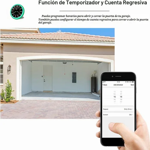 Vista 3 de Tuya WiFi+BT Kit de controlador inteligente para abridor de puerta de garaje, kit de controlador inteligente de garaje, función de temporización