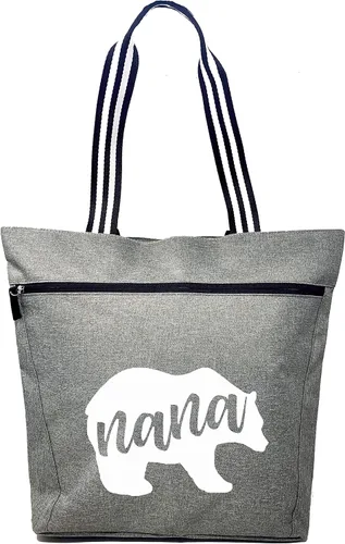 Vista 12 de Brooke & Jess Designs Bolso de mano para la abuela – Bolso de lona resistente con cremallera y bolsillo interior para la abuela para uso diario