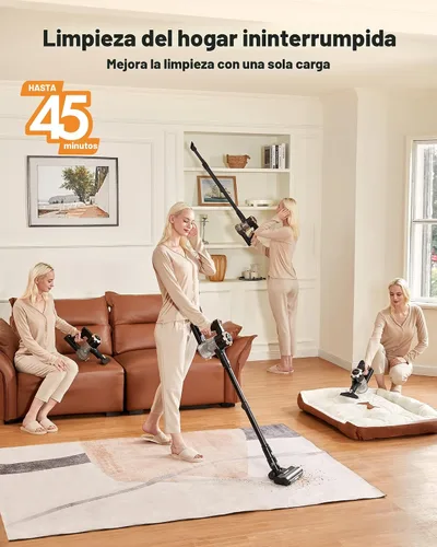 Vista 3 de Trucozie Aspiradora inalámbrica, aspiradora de mano ligera 8 en 1 con 45 minutos de tiempo de funcionamiento, potente succión, aspiradoras