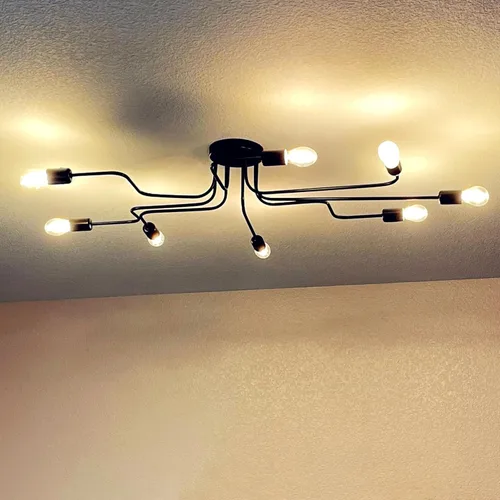 Vista 7 de jose2015 Lámpara moderna Sputnik, lámpara de techo negra para comedor con enchufe E26, lampara para Comedor Moderna para cocina, sala de estar