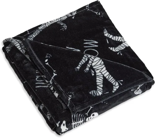 Vista 2 de Rae Dunn Manta - Mantas suaves y decorativas para cama o sofá, mantas acogedoras para sofá, manta de felpa suave con huesos bordados, 50 pulgadas x
