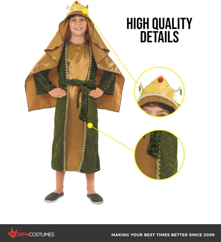 Vista 3 de fun shack Disfraz Dorado de Hombre Sabio para Niños, Disfraz de Hombre Sabio para Niños, Disfraces de Natividad para Niños Varones, Disfraces