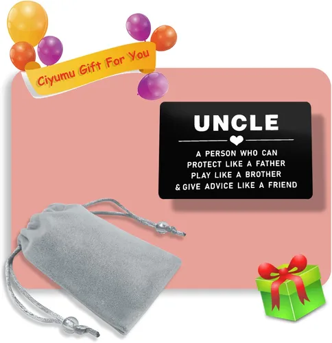 Vista 2 de Regalo para el día del padre para el tío grabado, tarjeta de regalo de sobrina sobrino para tío tarjeta de inserción de billetera de metal, tarjeta