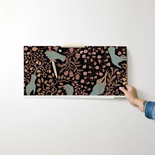 Vista 7 de Muestras de papel tapiz para despegar y pegar, manos azules de plantas góticas, Halloween, espeluznante, papel tapiz extraíble personalizado por