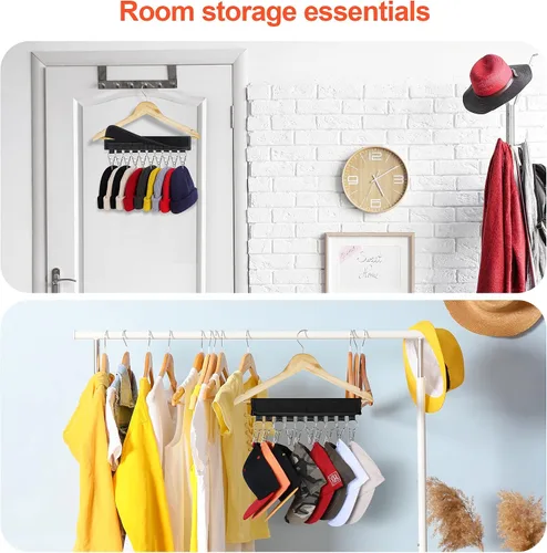 Vista 3 de Organizador de sombreros para percha y armario de habitación, 1 paquete de clips de almacenamiento para colgar sombreros de béisbol, gorras
