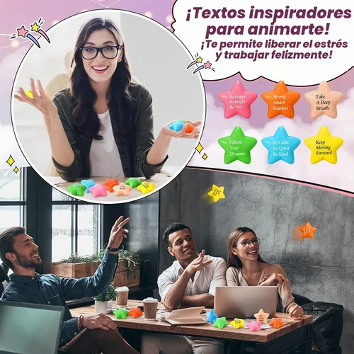 Vista 4 de Leyndo 100 bolas de espuma de estrella a granel con cita motivacional