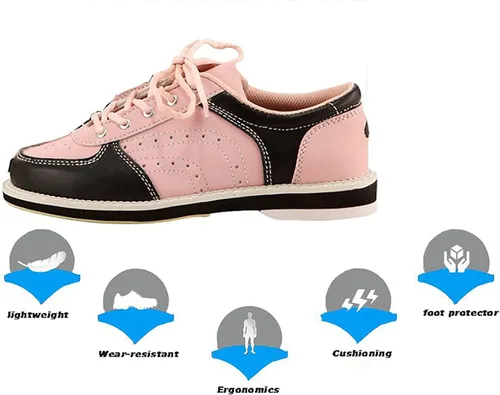 Vista 4 de XCSPEC Zapatos de bolos de piel sintética resistentes al desgaste antideslizantes transpirables suministros de bolos para hombres y mujeres