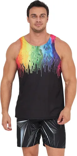 Vista 5 de Loveternal Camiseta sin mangas con estampado 3D para hombre, de verano, informal, de poliéster, gimnasio, entrenamiento, culturismo, camisetas sin