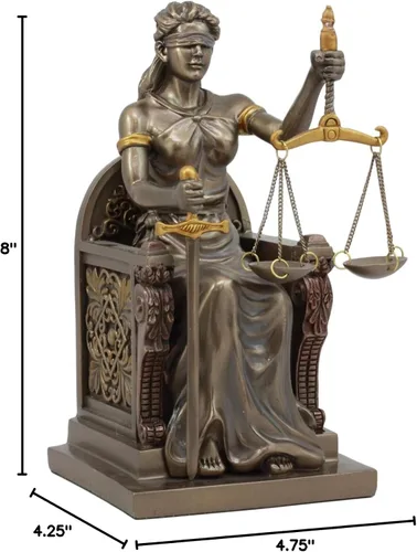 Vista 10 de Ebros Gift Figura de ley y orden judicial de 8 pulgadas de alto, escultura de diosa griega La Justica en acabado de resina de bronce sintético