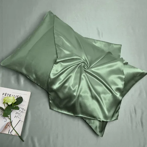 Vista 6 de Entisn Juego de sábanas de satén sedoso de 5 piezas, juego de sábanas de satén tamaño Queen, juego de ropa de cama de lujo verde salvia