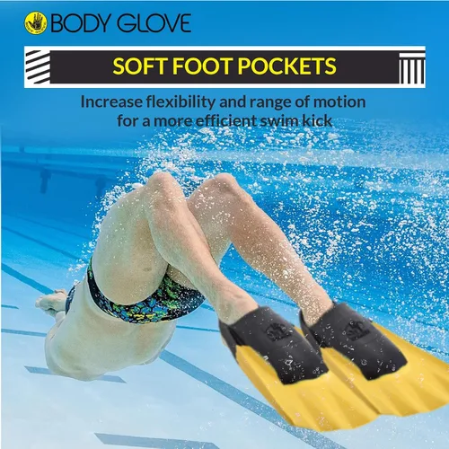 Vista 5 de Body Glove Floating Swim Fins for Adults, Natural Rubber Bodyboard Fins Flippers for Swimming, Snorkeling, Scuba Diving, Surfing, Bodyboarding