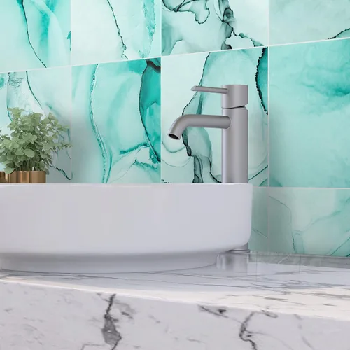 Vista 2 de 12 calcomanías mate para azulejos de pared, despegar y pegar, autoadhesivas, calcomanías de vinilo para azulejos de pared, adhesivo de PVC