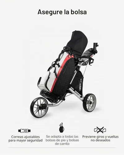 Vista 4 de Caddytek CaddyLite EZ V8 Carrito de Golf Empujable - Carrito Ligero de 3 Ruedas Plegable con Plegado de 2 Pasos con un Solo Clic, Ruedas de EVA
