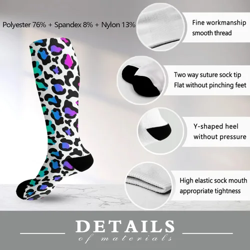 Vista 6 de devor Womens Boot Socks Casual for Women's Sock Trouser Socks Fashion Rainbows leopard Socks
