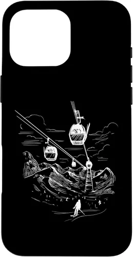 Vista 19 de iPhone 16 Ski Skiing Hobby Sport Snow Mountain Line Art Design Case