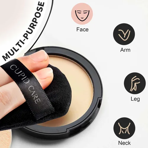Vista 4 de 6 Piezas Borlas de Polvo Triangulares con 2 Estuches de Viaje, Borlas de Polvo Fijador para Polvo Facial y Base de Maquillaje, Borla de Maquillaje