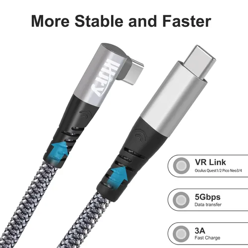 Vista 2 de LHJRY Cable de enlace de 20 pies compatible con Quest2Quest ProPico 4 accesorios, PCSteam VR, cable de transferencia de datos de alta velocidad