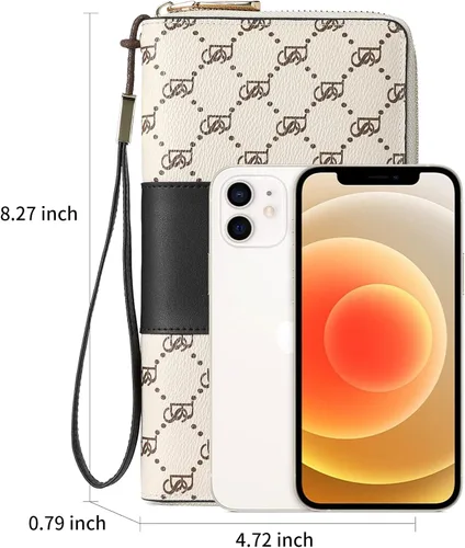 Vista 4 de BOSTANTEN - Carteras de cuero para mujer, bloqueo de identificación por radio frecuencia (RFID), cierre de cremallera alrededor, tarjetero, cartera