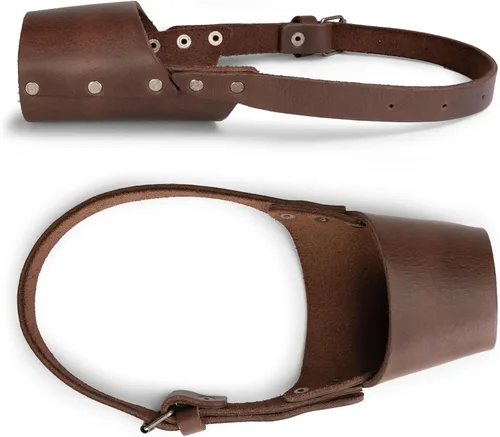 Vista 2 de Hide & Drink, Protector de bozal de cuero para perro, accesorio seguro para mascotas, pastor alemán Pitbull y cualquier raza, pequeño, mediano