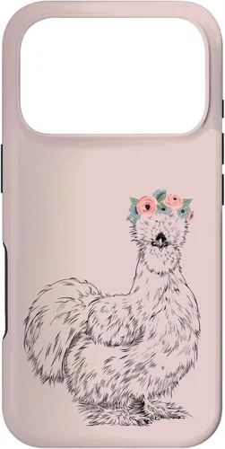 Vista 30 de Silkie Chicken with Floral Headband Farm Animal Funda para iPhone 17