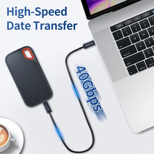 Vista 6 de Cable USB C macho a macho de 1.64 pies, compatible con Thunderbolt 4/3, USB4/3, soporta carga rápida de 240 W (48 V/5 A máximo), transferencia