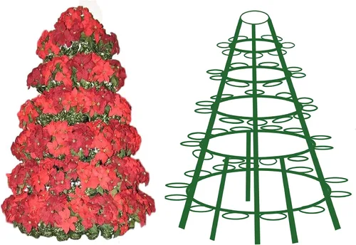 Vista 5 de Creative Displays - Estante redondo completo para árbol de Pascua de 106 FB, marco vertical independiente de jardín, ideal para flores de Pascua