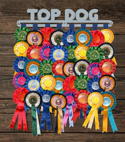 Vista 2 de Rosette Hanger Soporte de pared para colgar cinta de premio 'Top Dog' Metal de acero inoxidable cepillado