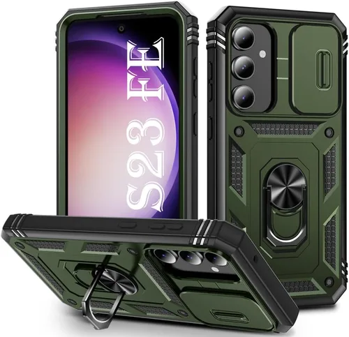Vista 169 de PASNEW Funda militar para iPhone 13 Pro Max, cubierta de cámara deslizante y soporte de anillo de metal de 360°, carcasa rígida multicapa resistente