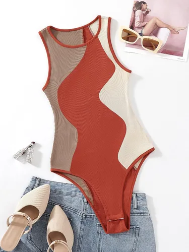 Vista 5 de Verdusa Body sin mangas con cuello redondo y bloques de color para mujer