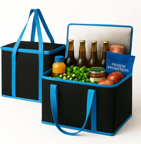 Vista 12 de Paquete de 2 bolsas aisladas reutilizables para comestibles, bolsas enfriadoras plegables para comestibles, bolsa aislante grande de alta Adorable