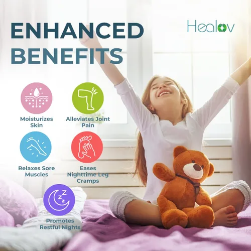 Vista 7 de Loción de magnesio para niños – Crema de magnesio pura calmante para relajación, mejor sueño, salud muscular, cuidado de piernas y articulaciones