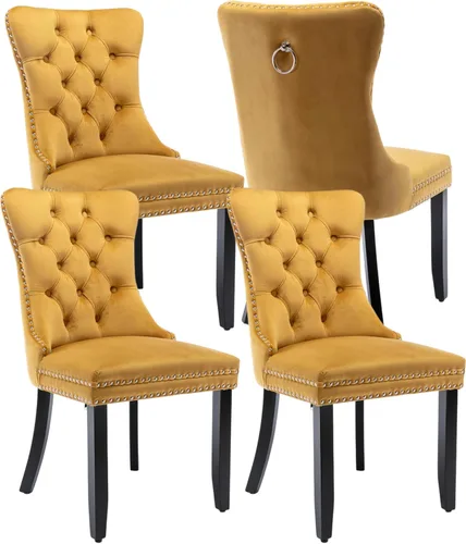 Vista 94 de Juego de 2 sillas de comedor de terciopelo beige, sillas de comedor tapizadas beige01