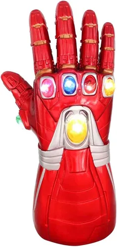 Vista 2 de LED Light Up Infinity Gauntlet Iron Man Gloves with Not Removable Magnet Infinity Stones Batteries - Red Adults and K.ids
