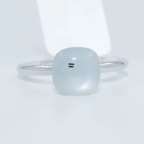 Vista 2 de Joyas Temple - Anillos de pompón italiano .925 plata piedra lunar 0.315 x 0.315in