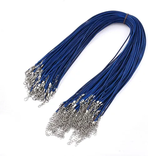 Vista 13 de 100 piezas de cordón encerado de 17 a 19 pulgadas, cuerda trenzada ajustable, para collares, colgantes para hacer joyas, cadenas con cierre de Azure