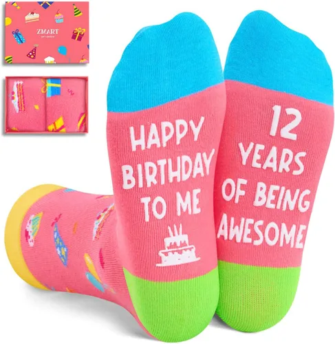 Vista 7 de Zmart Birthday Gifts Idea for Girl - Preteen Socks for Kids Girl Age 8-12, Pink