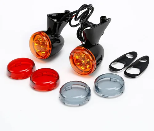 Vista 8 de TCT-MOTORPARTS Soporte de luz intermitente negro con 4 cables para Harley Touring Road Glide 2015-2024