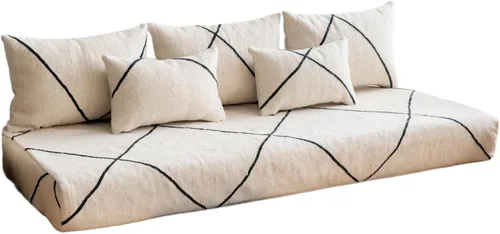 Vista 17 de arabicsofa Sofás de Suelo Coloridos de Estilo Marroquí – Cojines de Suelo Modulares Hechos a Mano (Beige 16, Sofá de Suelo de 4 pies)