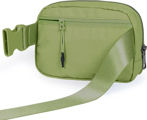 Vista 4 de ODODOS Minicangurera unisex con correa ajustable, para entrenamiento, correr, viajes o senderismo, Verde Oliva